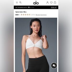Alo Yoga Splendor Bra White / Black Sports Bra